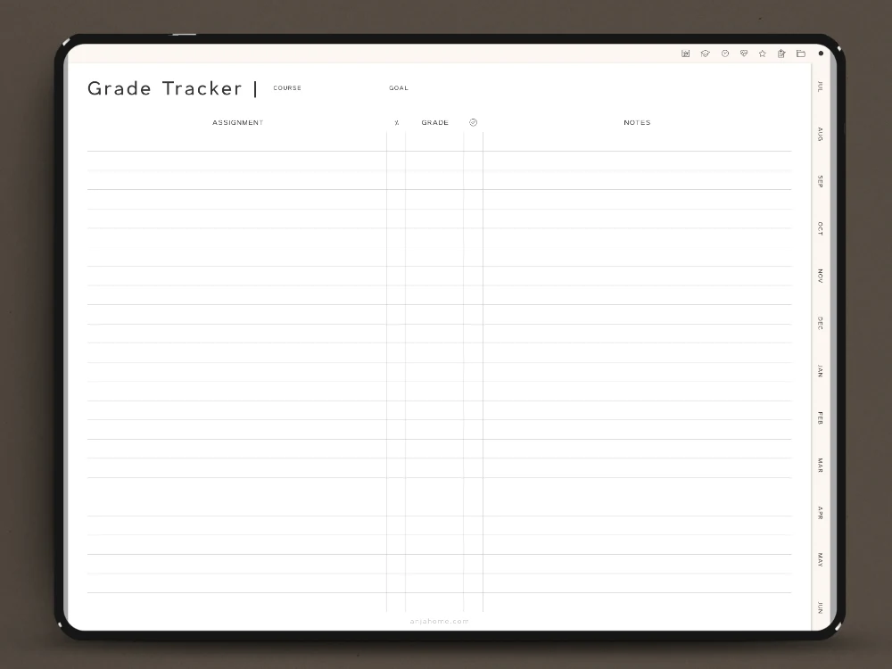 templates for goodnotes free college grade tracker