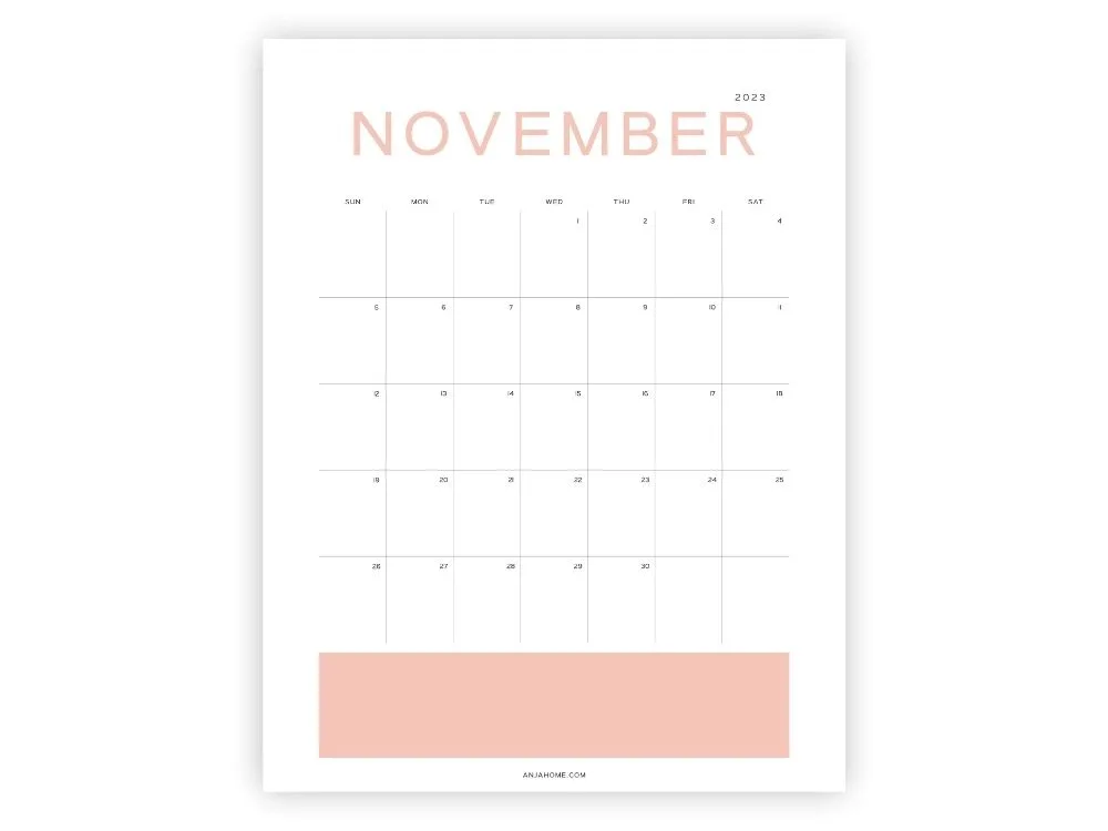 2023 print november calendar cute