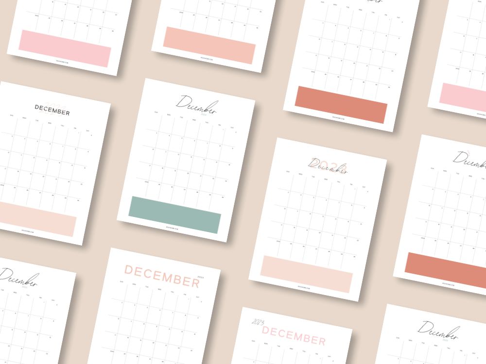 aesthetic december 2023 printable calendars