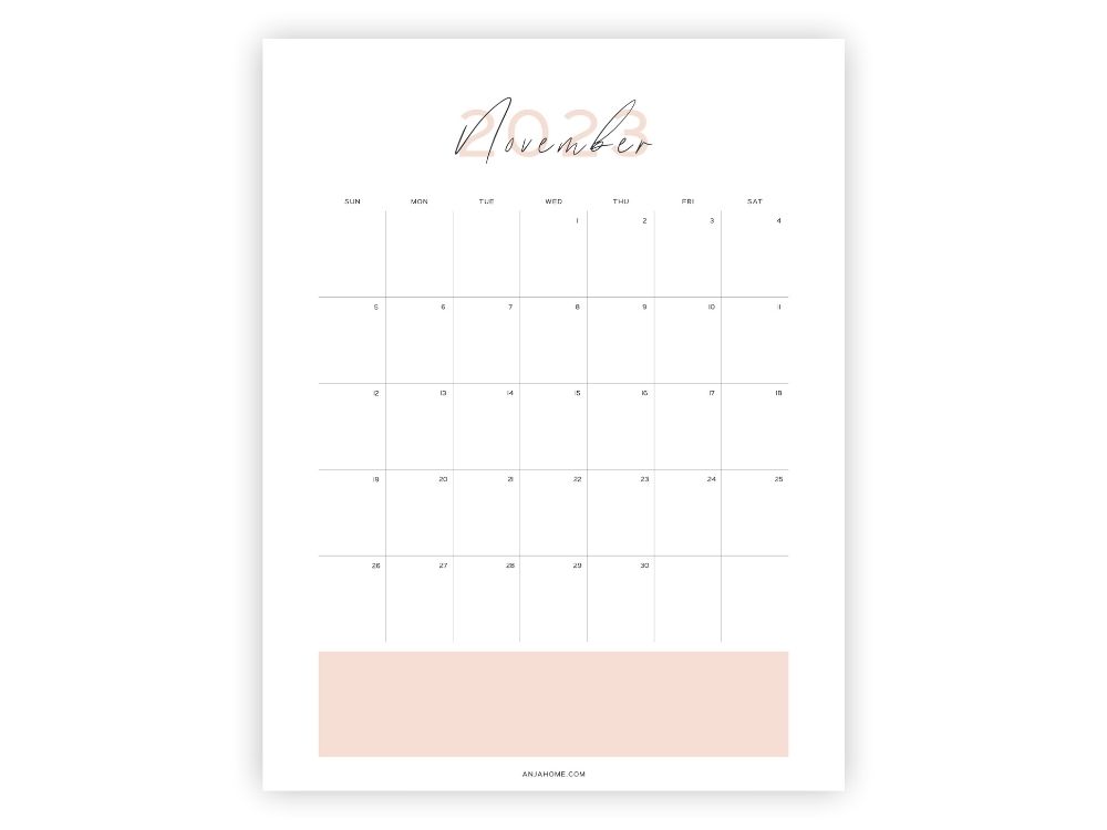 november 2023 calendar printable free pdf elegant