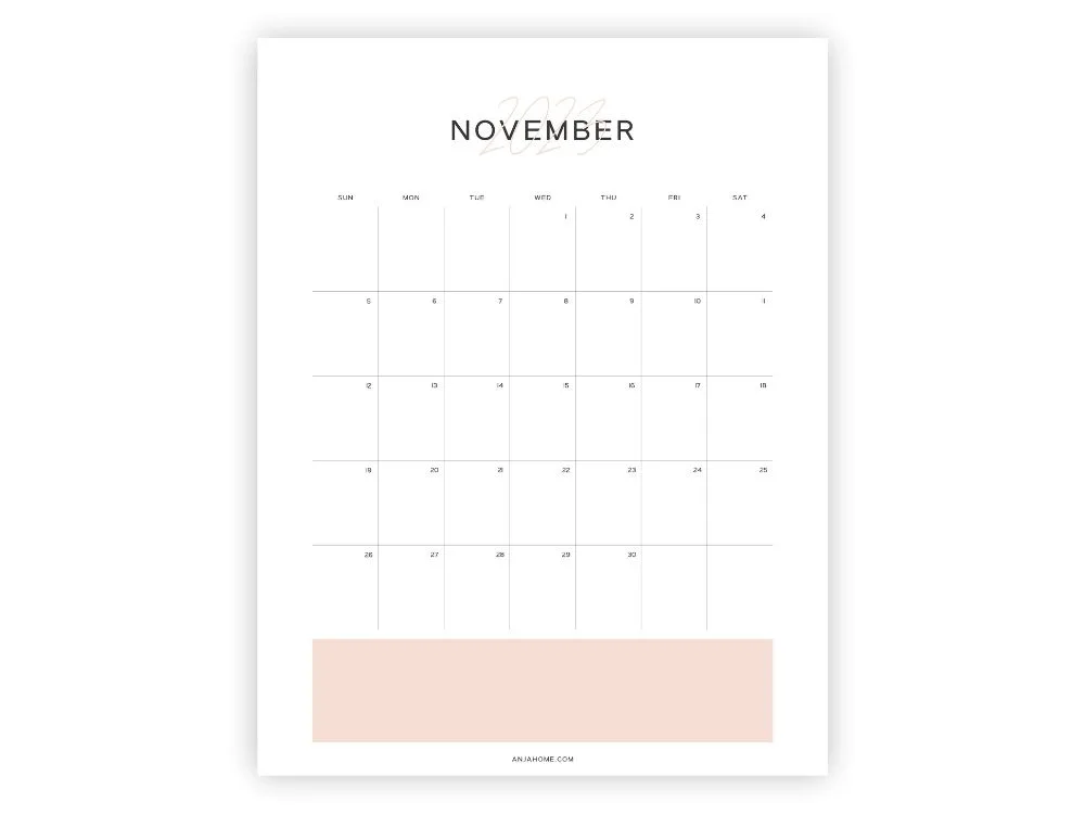 november printable calendar 2023 cute