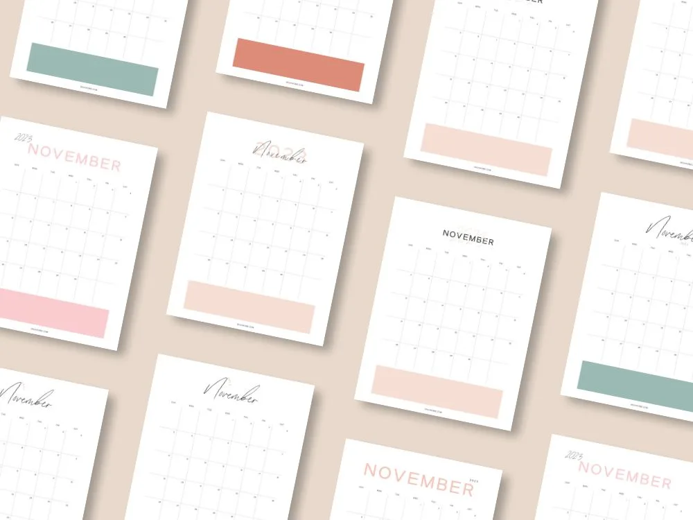 november calendar aesthetic printables