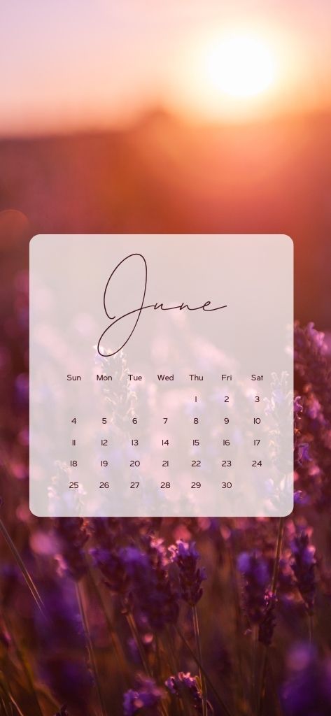 Purple sunset Wallpaper iPhone June 2023 Calendar