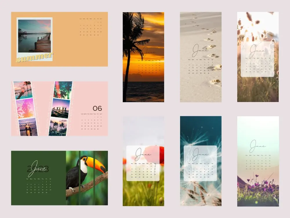 June calendar wallpaper backgrounds desktop summer vibes