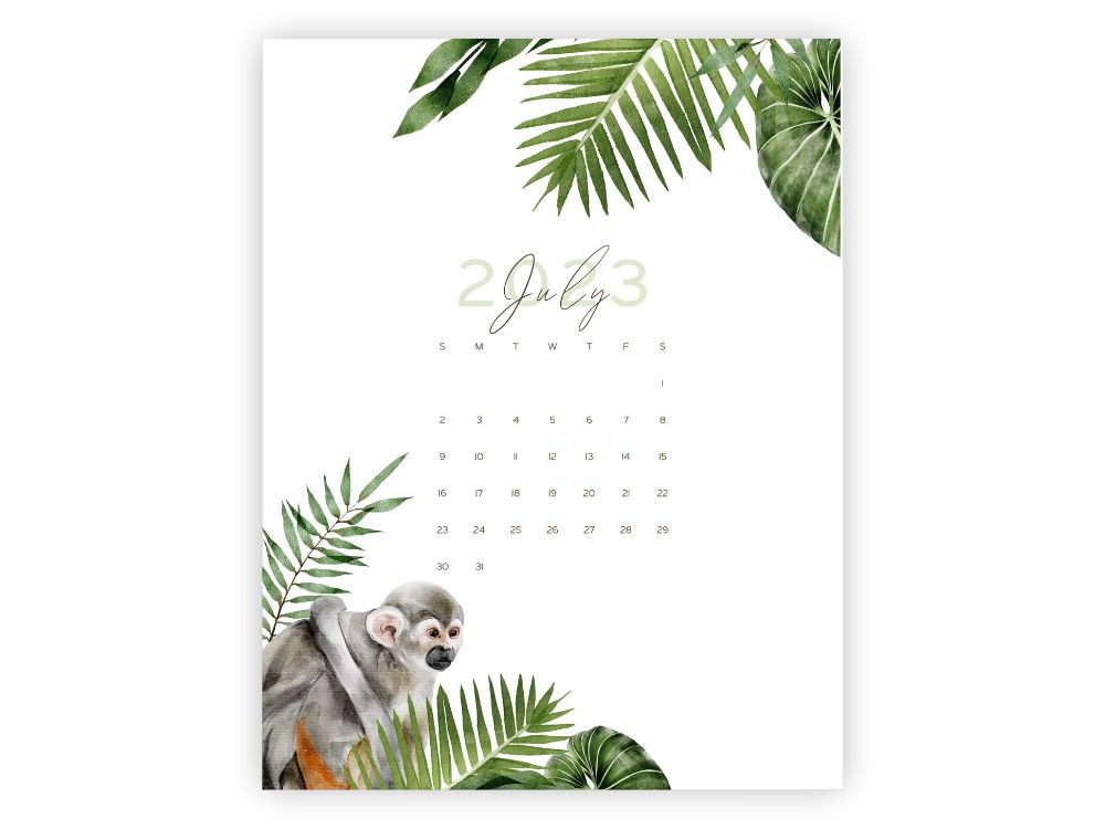 blank july 2023 calendar printable pdf cute