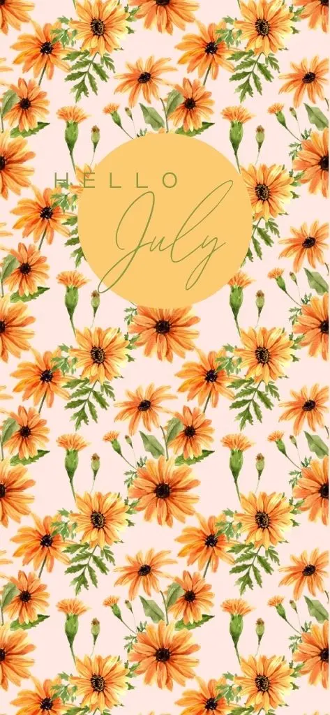 hello July Flower Wallpaper iPhone Aesthetic