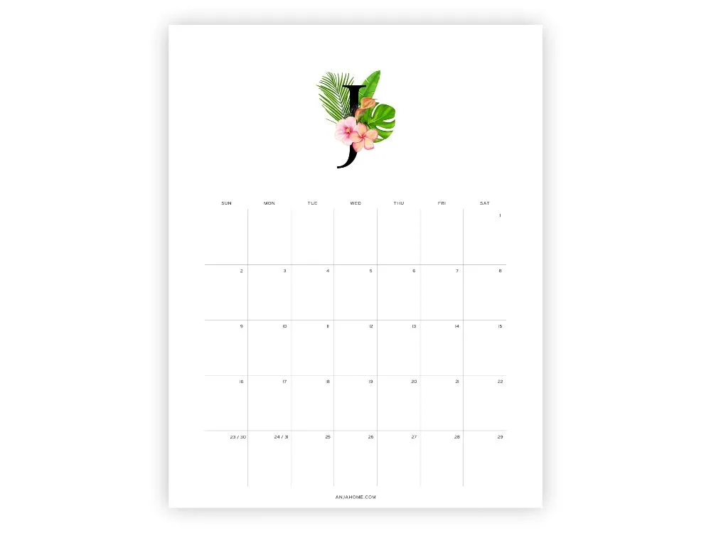 july 2023 calendar printable free pdf tropical plants