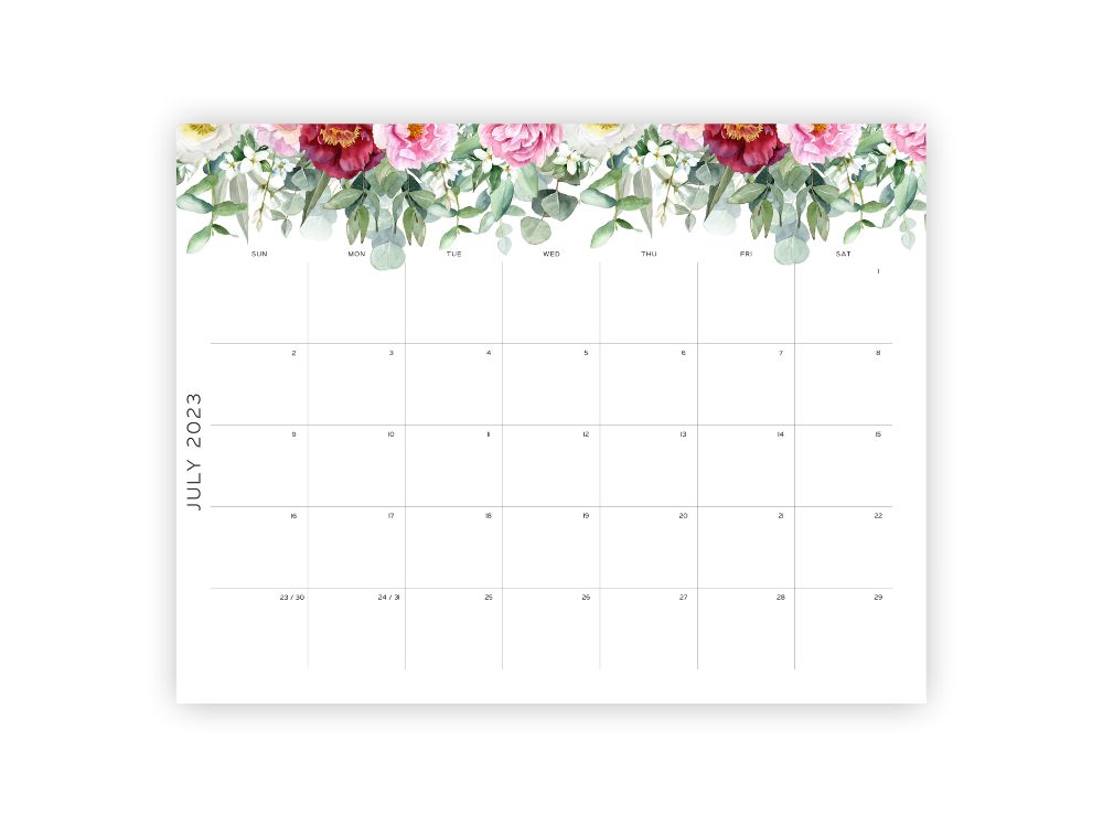 monthly planner template floral