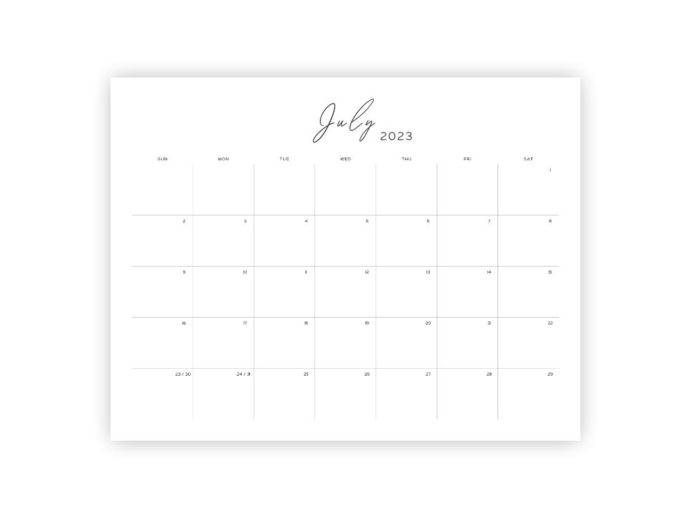 july calendars image blank