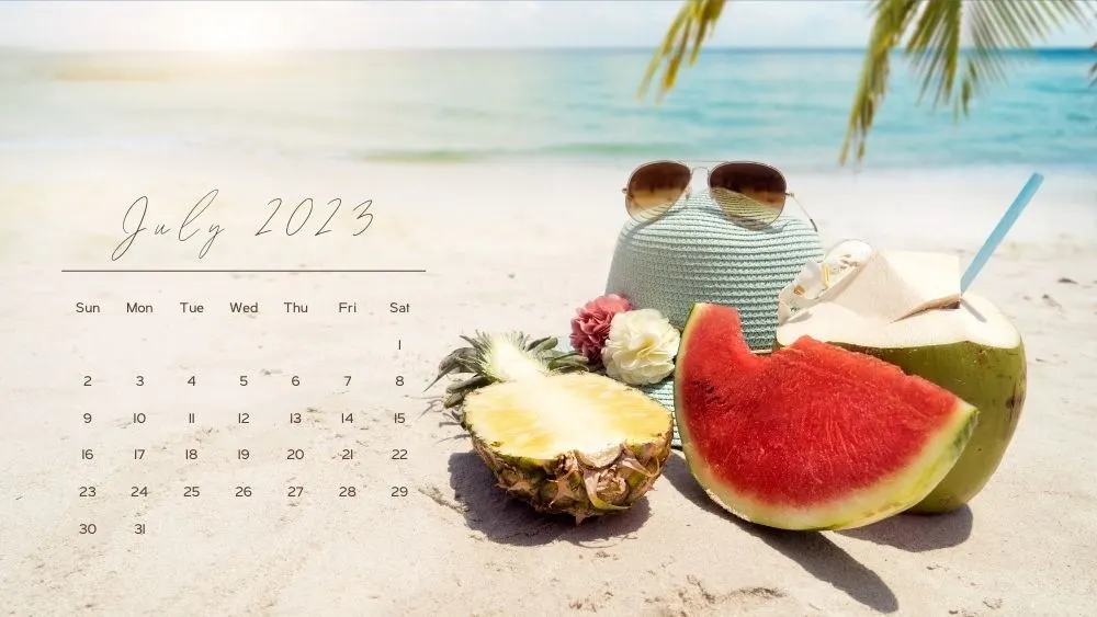 july 2023 background wallpaper summer fruit beach