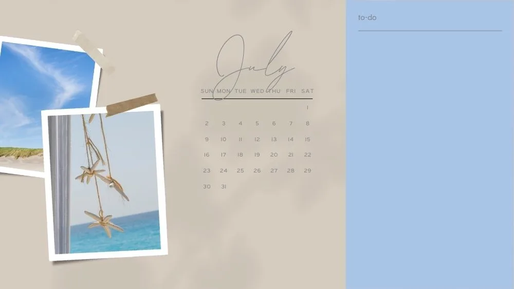 july 2023 wallpaper calendar beach
