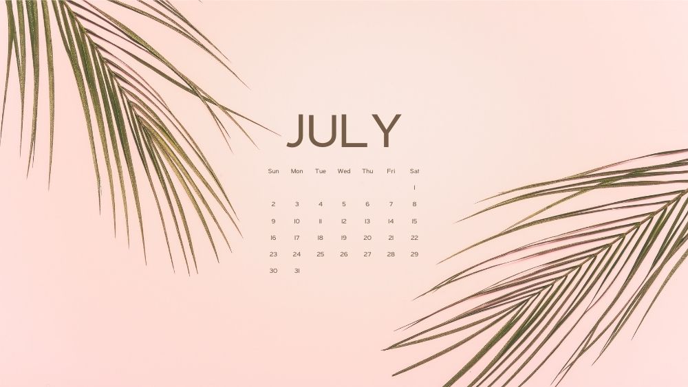 july wallpaper desktop pink minimalist green palm tree