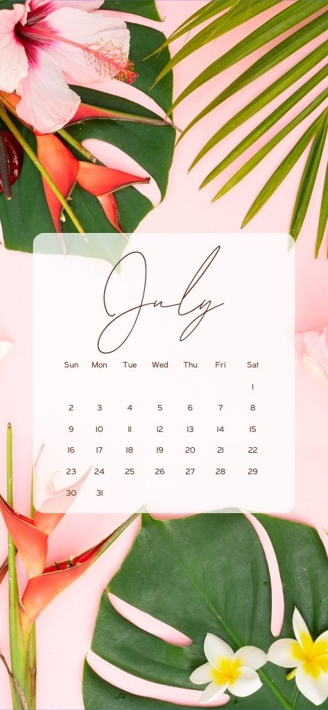 tropical palnts cute pink iphone calendar background