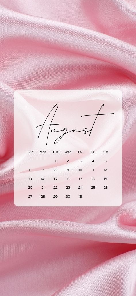 August calendar wallpaper pink
