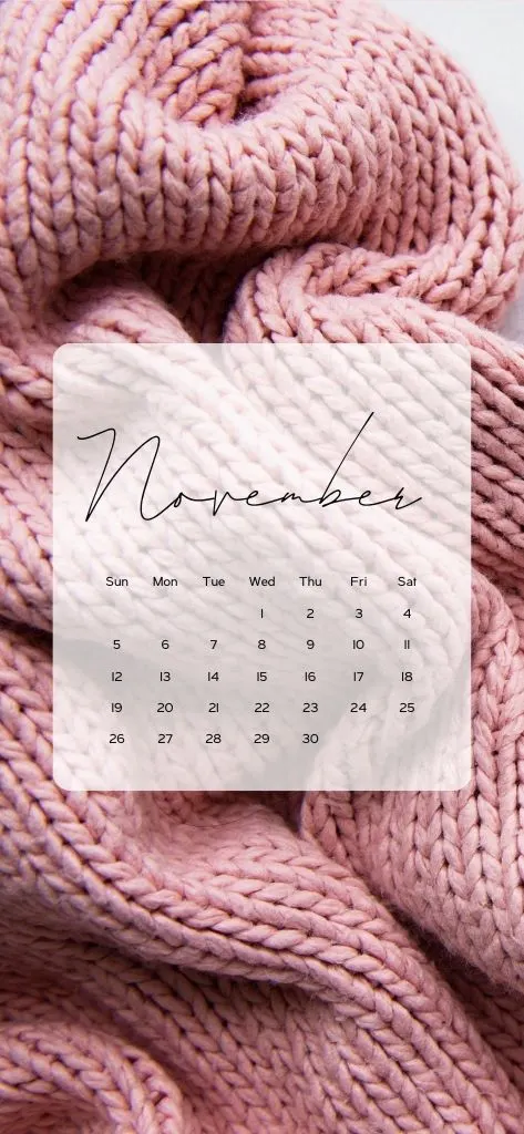 November calendar cute pink wallpaper