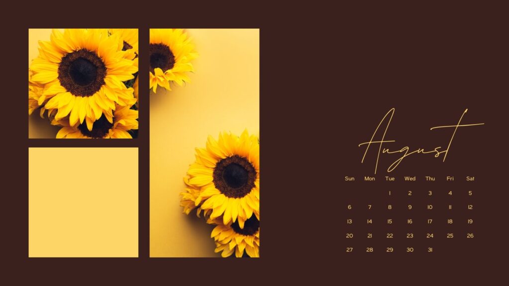 august 2023 calendar desktop wallpaper sunflower