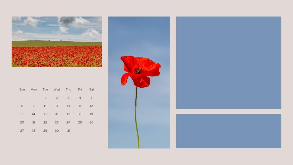 august 2023 desktop calendar blue red