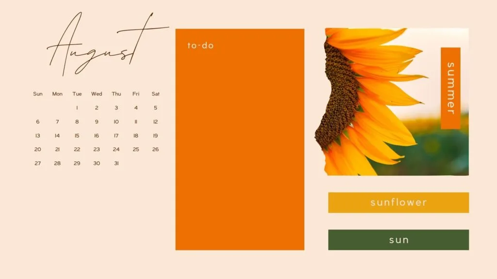 august aesthetic wallpaper sunflower