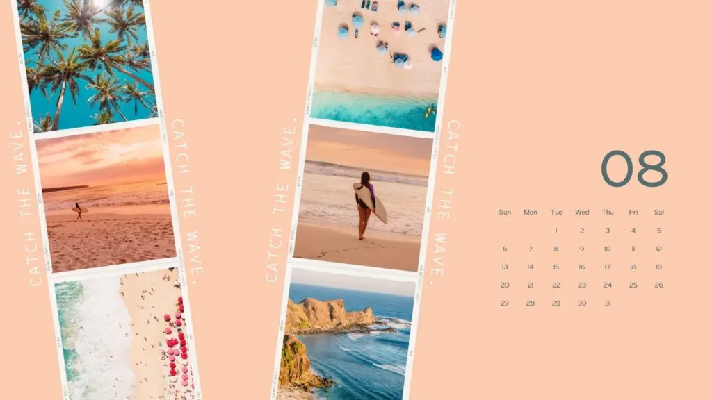 august 2023 desktop wallpaper pink beach summer
