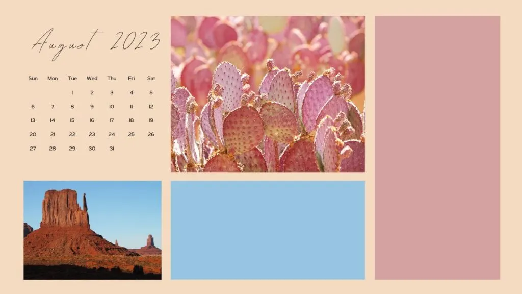 august calendar desktop wallpaper pink blue