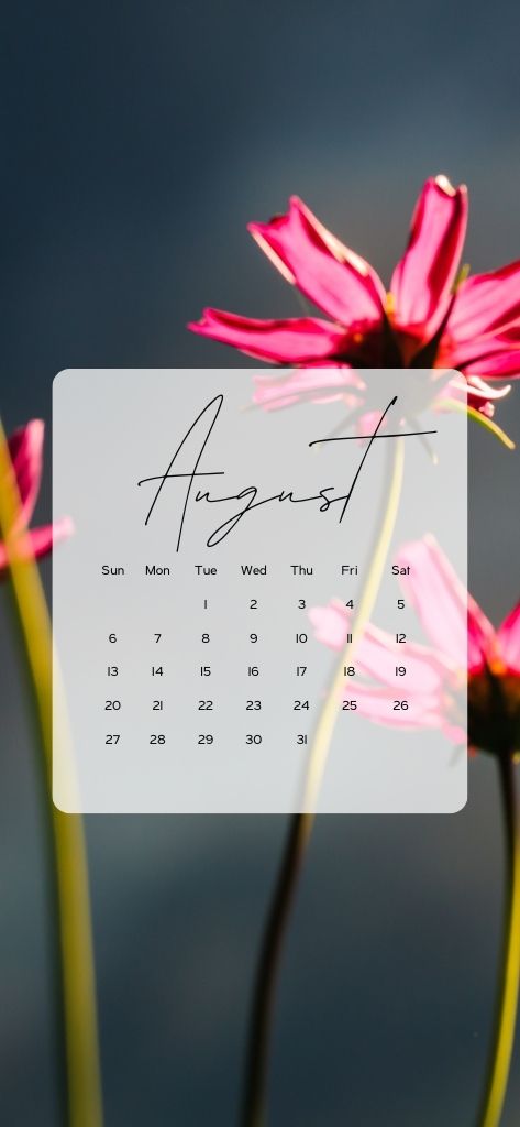 august 2023 calendar iphone wallpaper flower
