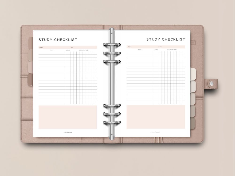 weekly student planner printable study checklist