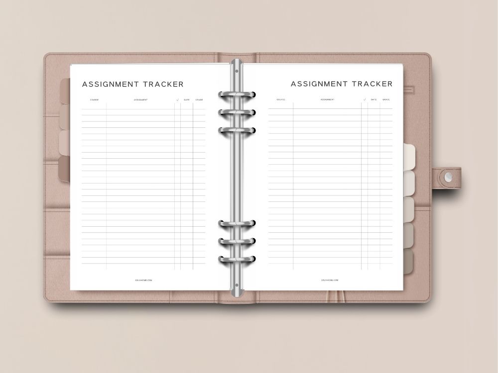 student planner printable monthly assignment tracker
