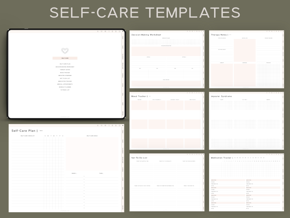 free downloadable digital planner self-care templates