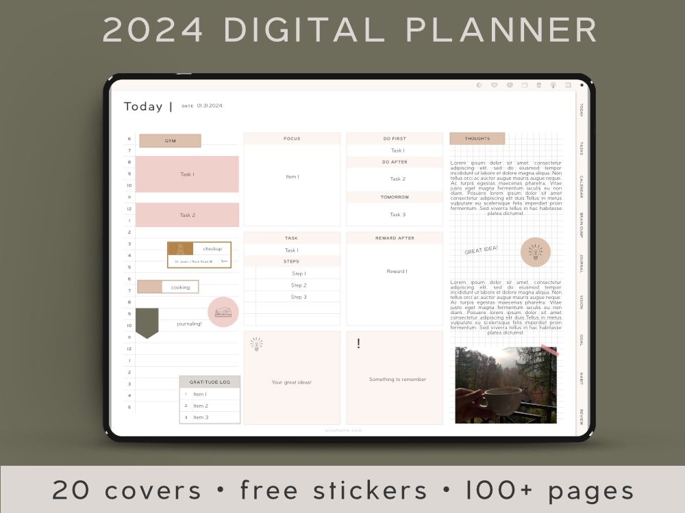 aesthetic digital planner downloads 2024 ipad goodnotes