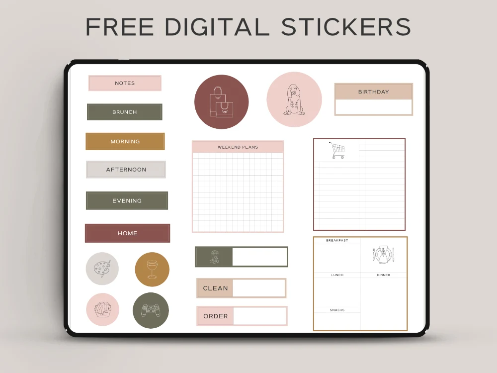 cute planners templates digital stickers