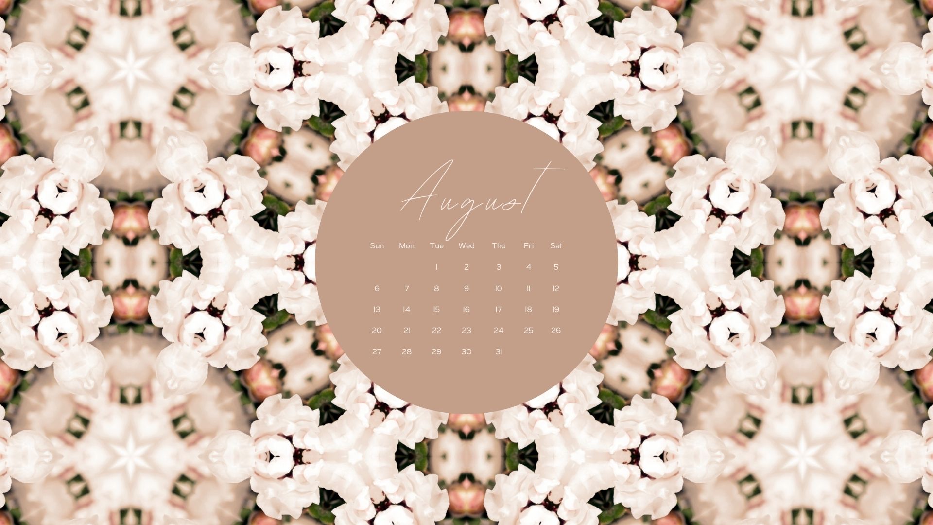 August 2019 Floral Desktop Wallpaper  Papel de parede de calendário Free  Calendário