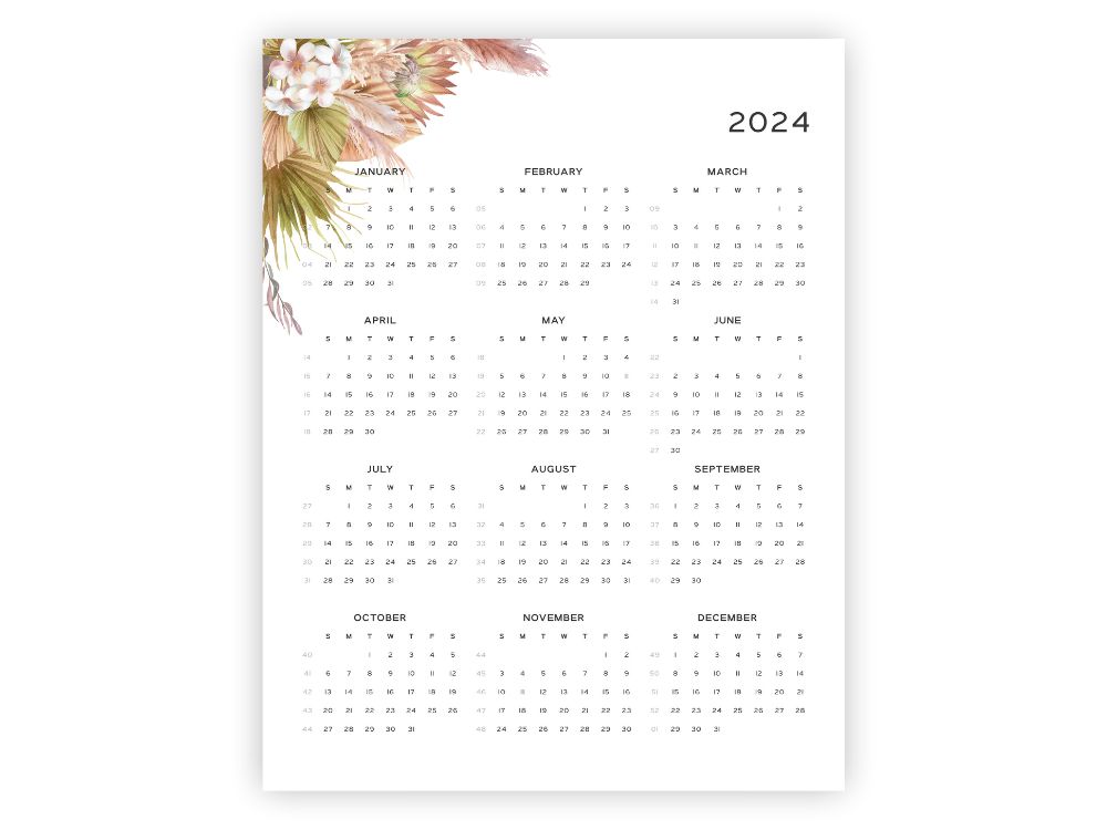 year at a glance 2023 free printable