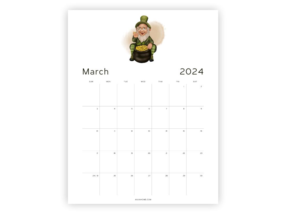 St. Patrick's Day Calendar 2024