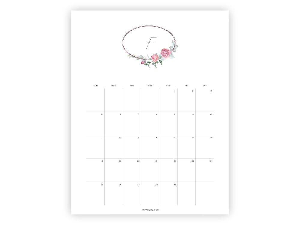aesthetic february calendar 2024 roses