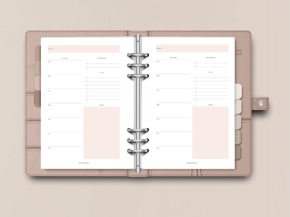 template for goals weekly planner