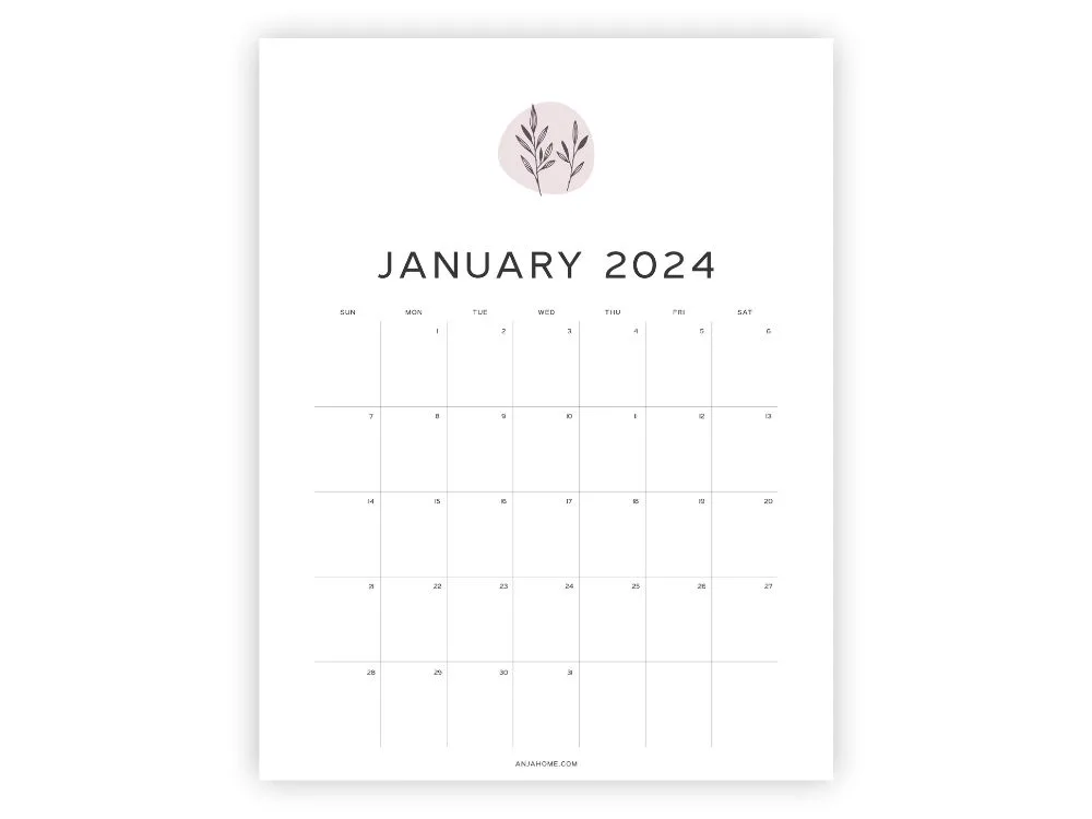january calendar free printable