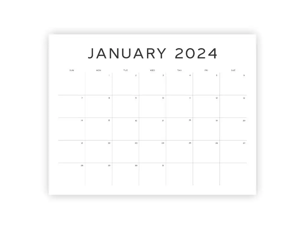 printable january calendar 2024 simple