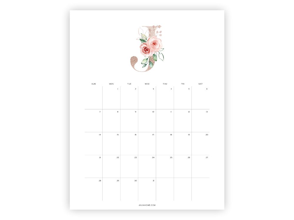 january calendars to print minimalist