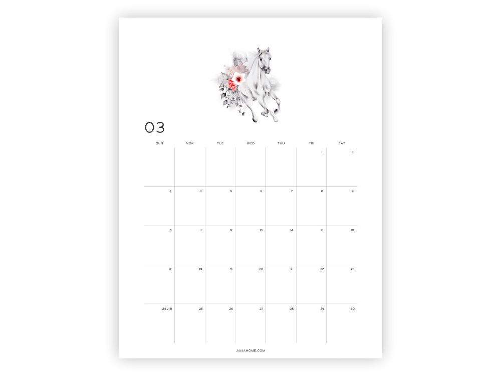 march printable calendar 2024