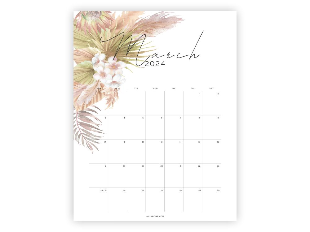print free march planner boho aesthetic