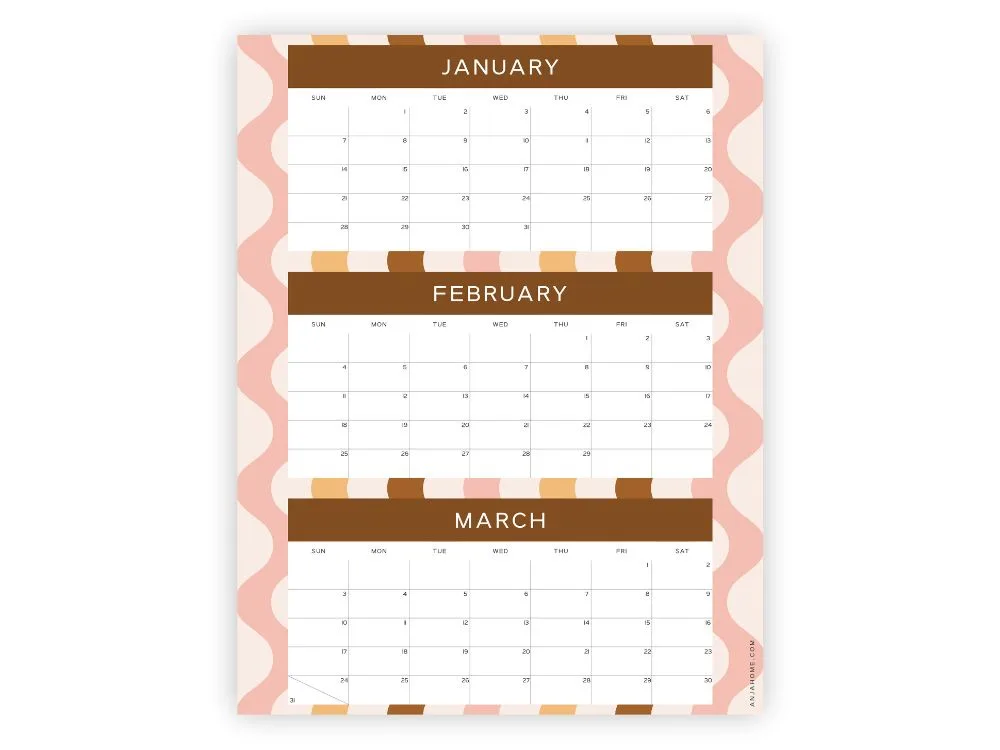 3 month calendar free printable 2024