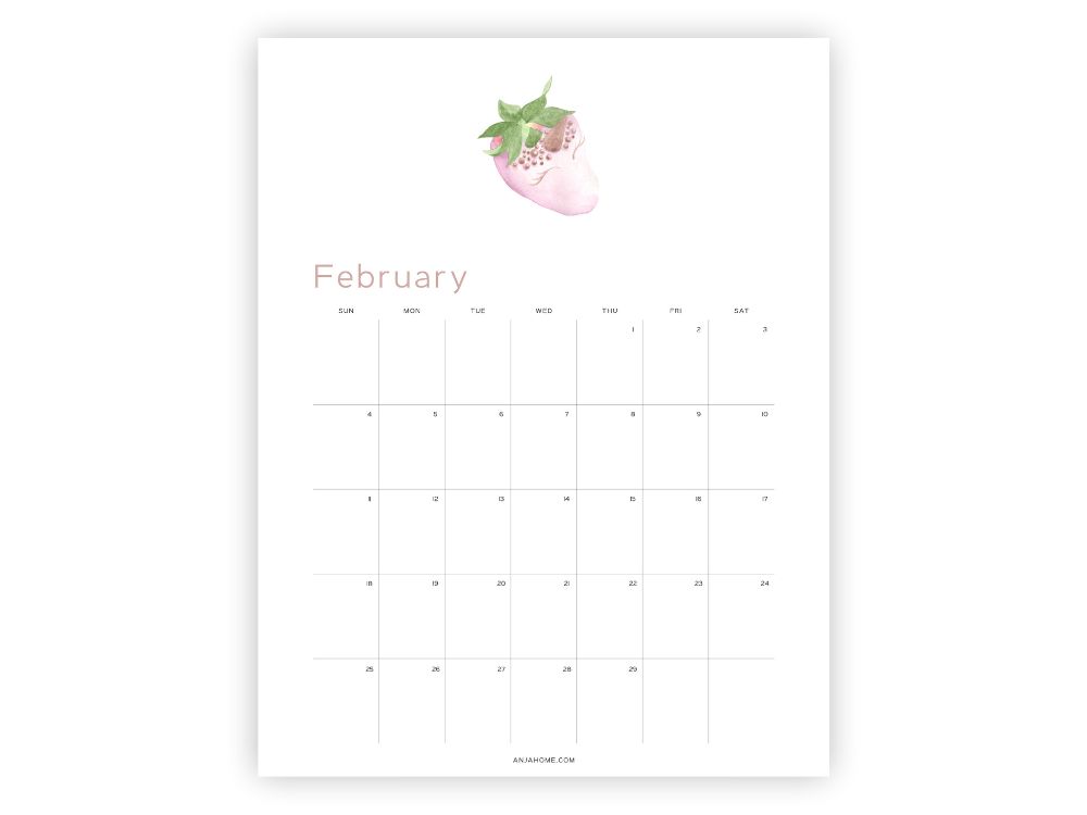 february calendars blank Valentine's Day