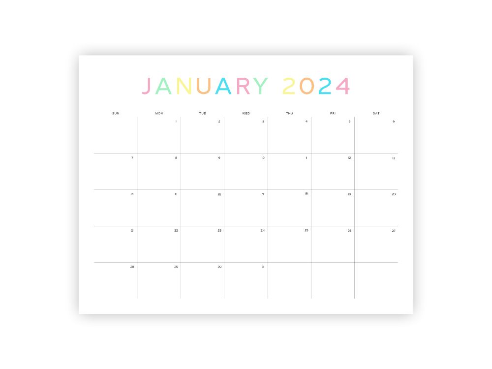 free january calendar minimalist