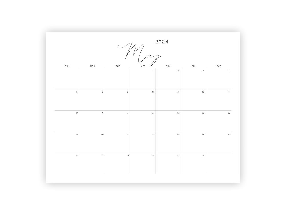 minimalist printable may calendars