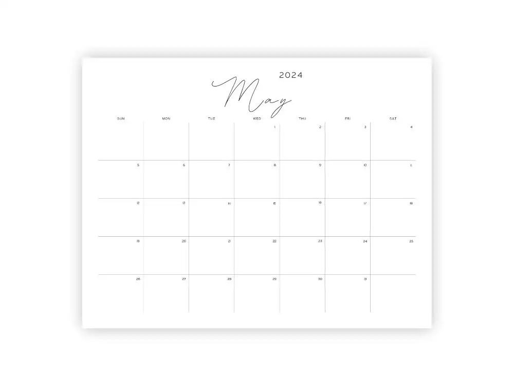 minimalist printable may calendars