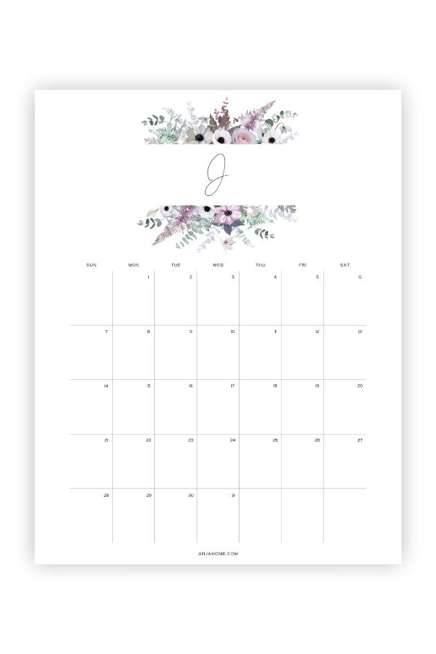 july calendars blank floral