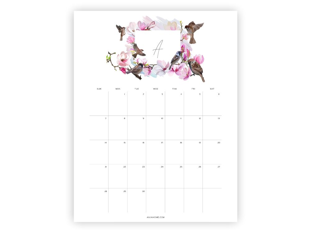 print calendar april 2024 floral