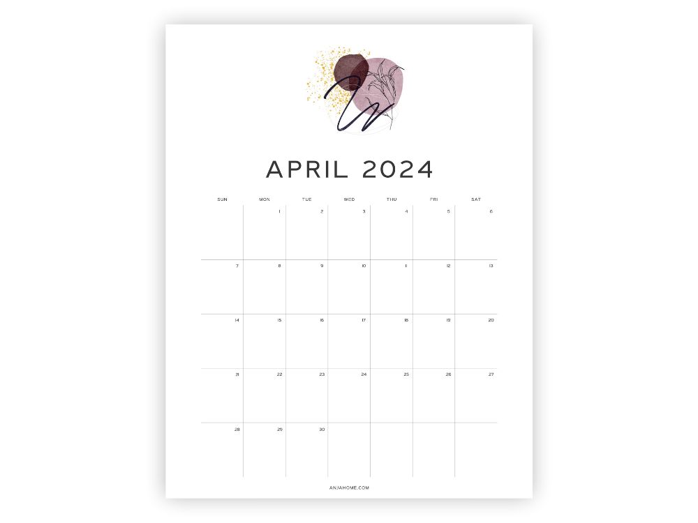 april calendar blank minimalist