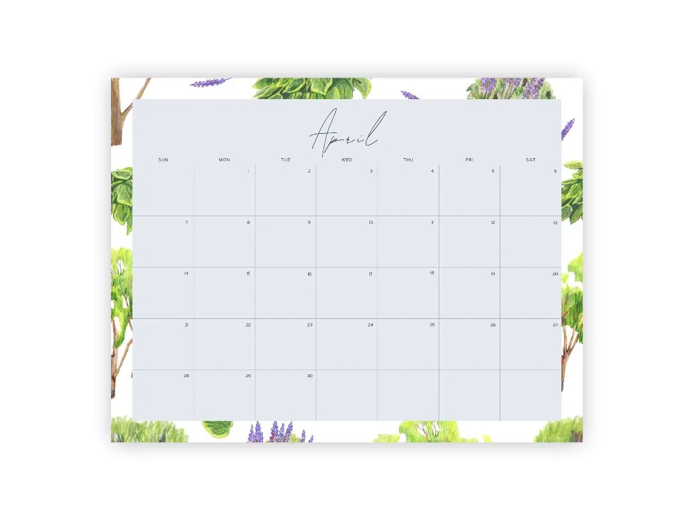 april printable calendars aesthetic