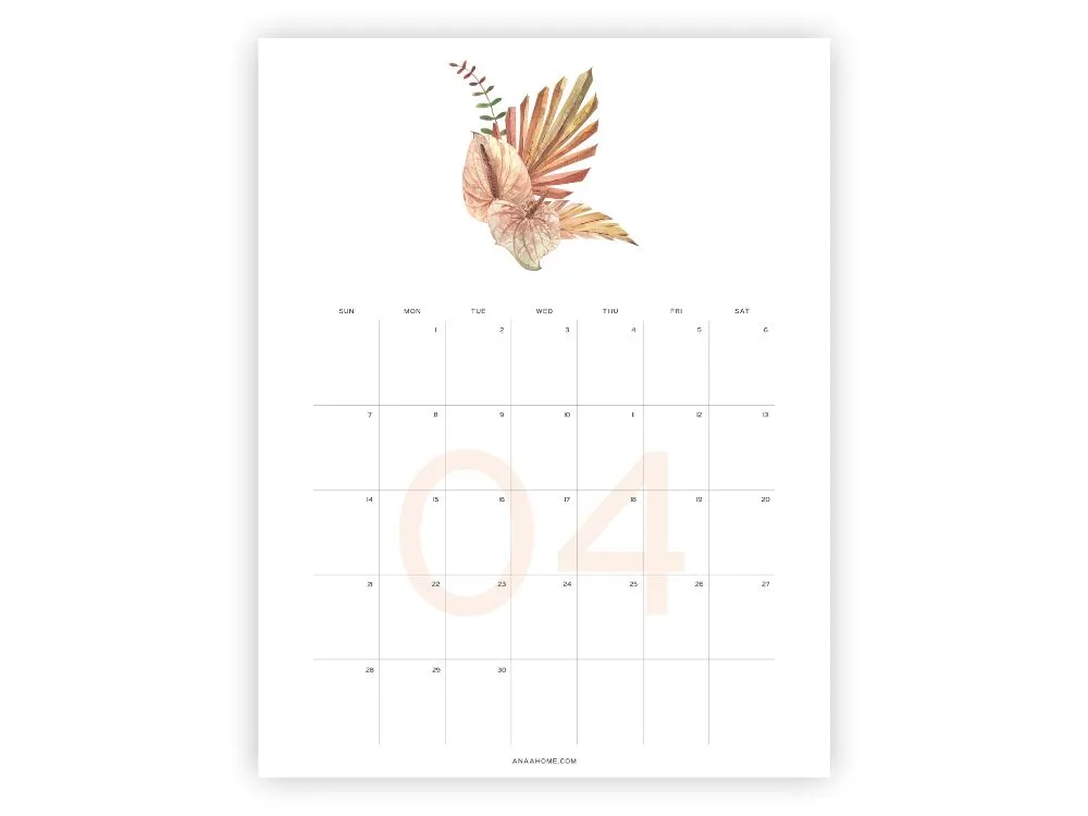 april printable monthly overview minimalist